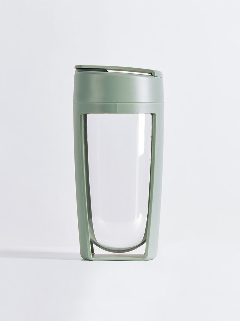 fitness bottle and supplement shaker by mous in moss color