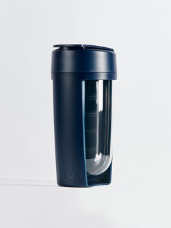 fitness bottle and supplement shaker by mous in navy color